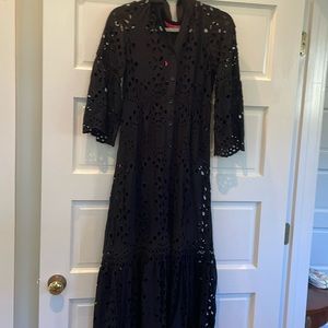 Lilly Pulitzer Meadows Midi Shirt dress black eyelet